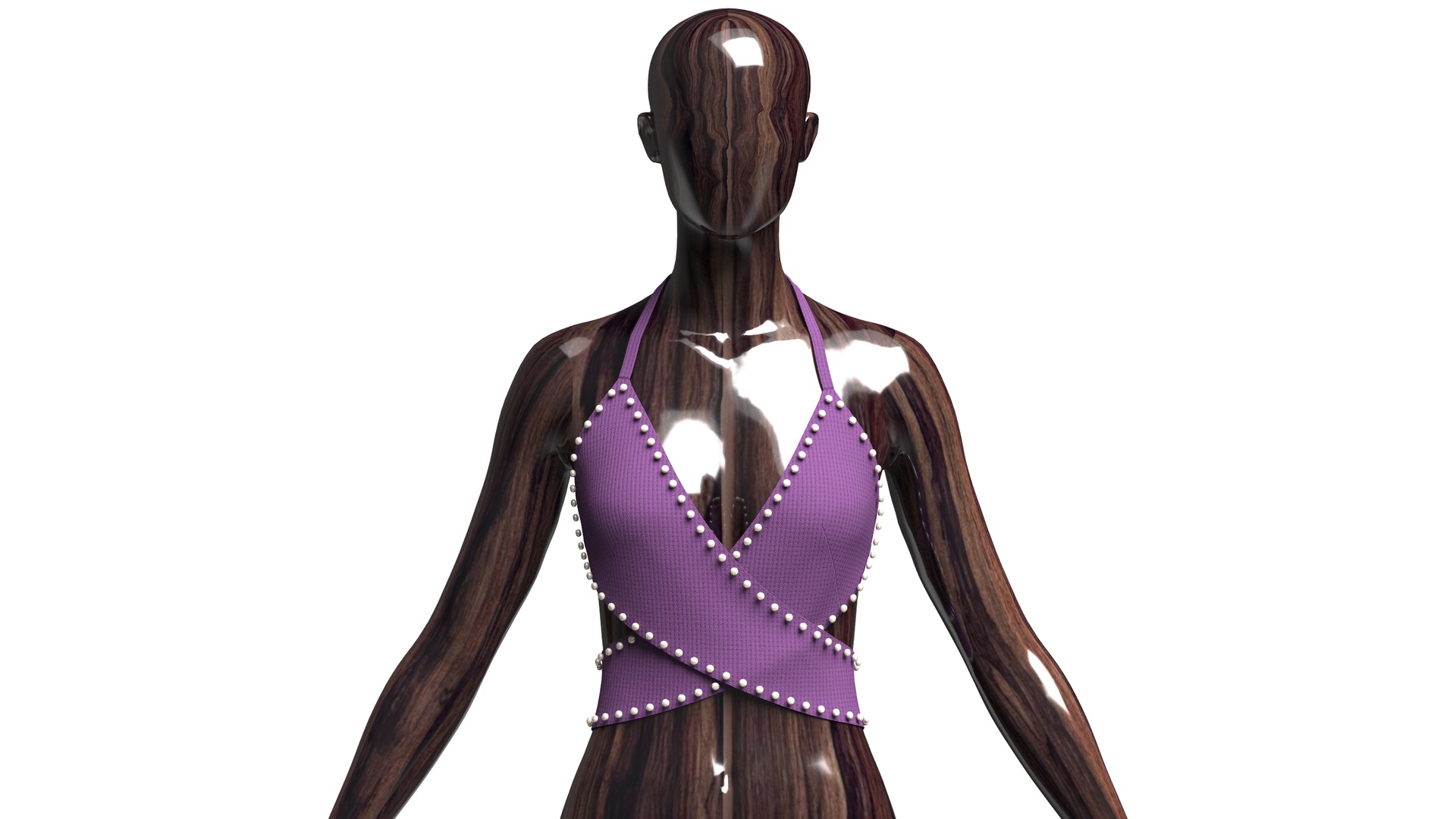 Media 1 for listing Girls Ribbed Criss - Cross Halter Top | High Poly