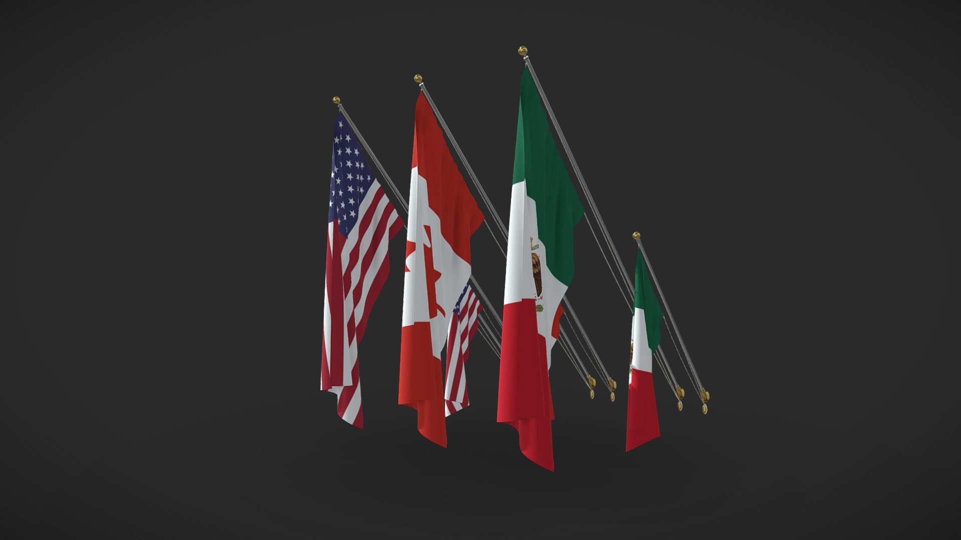 Wall Mounted Flag Pole. Archviz Ready | Fab
