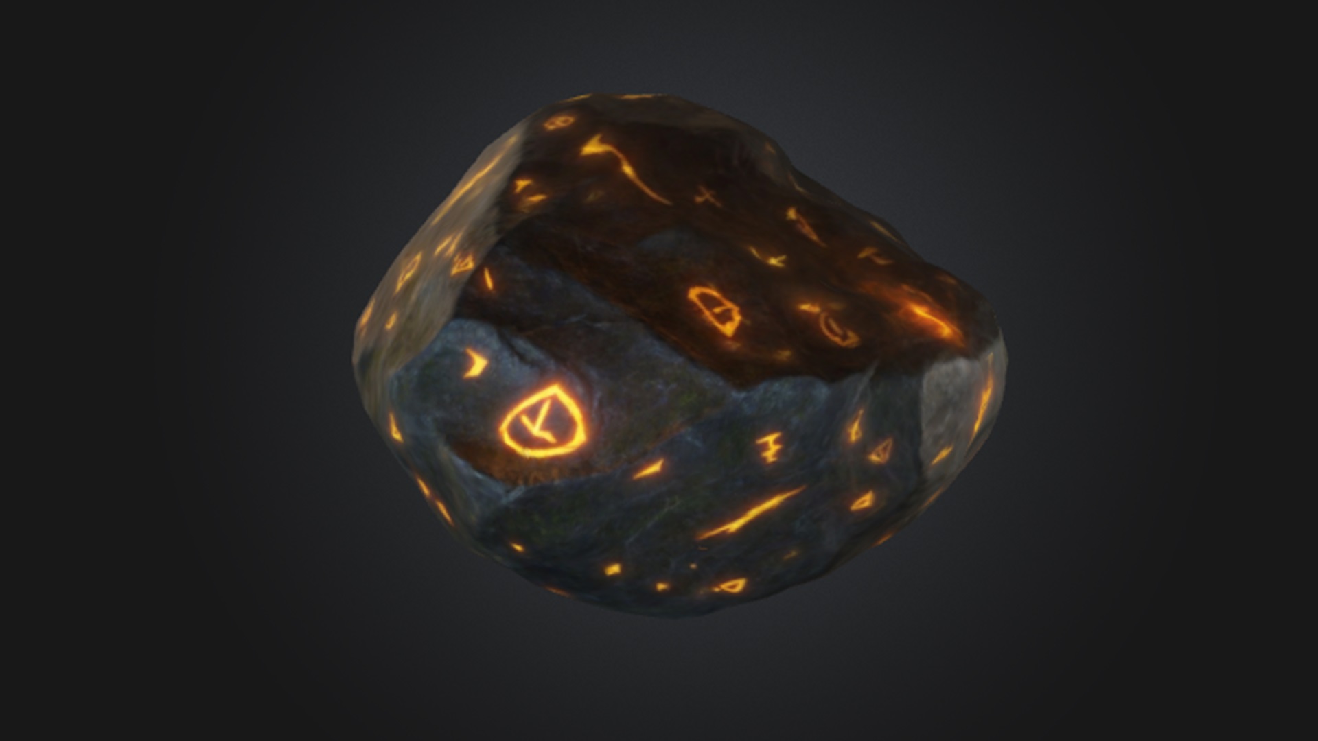 A levitating rock with glowing runes, perfect for magical or fantasy ...