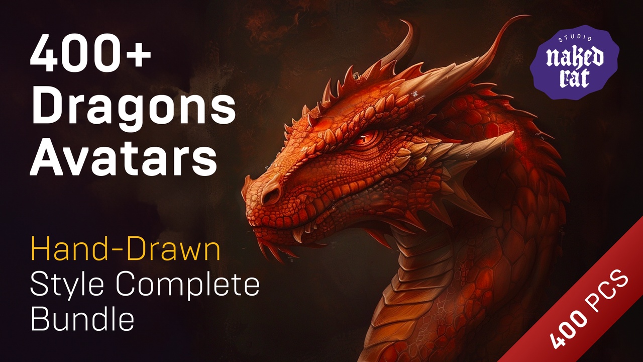 Media 1 for listing Dragons Avatar Portraits, Fantasy Dragon Avatars Icons SET