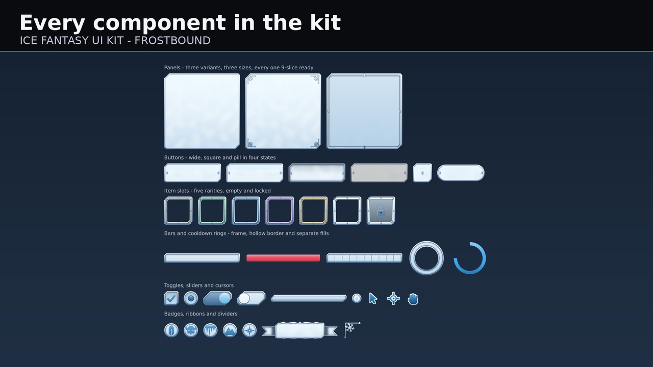 Media 1 for listing Ice Fantasy UI Kit - Frostbound (HD)