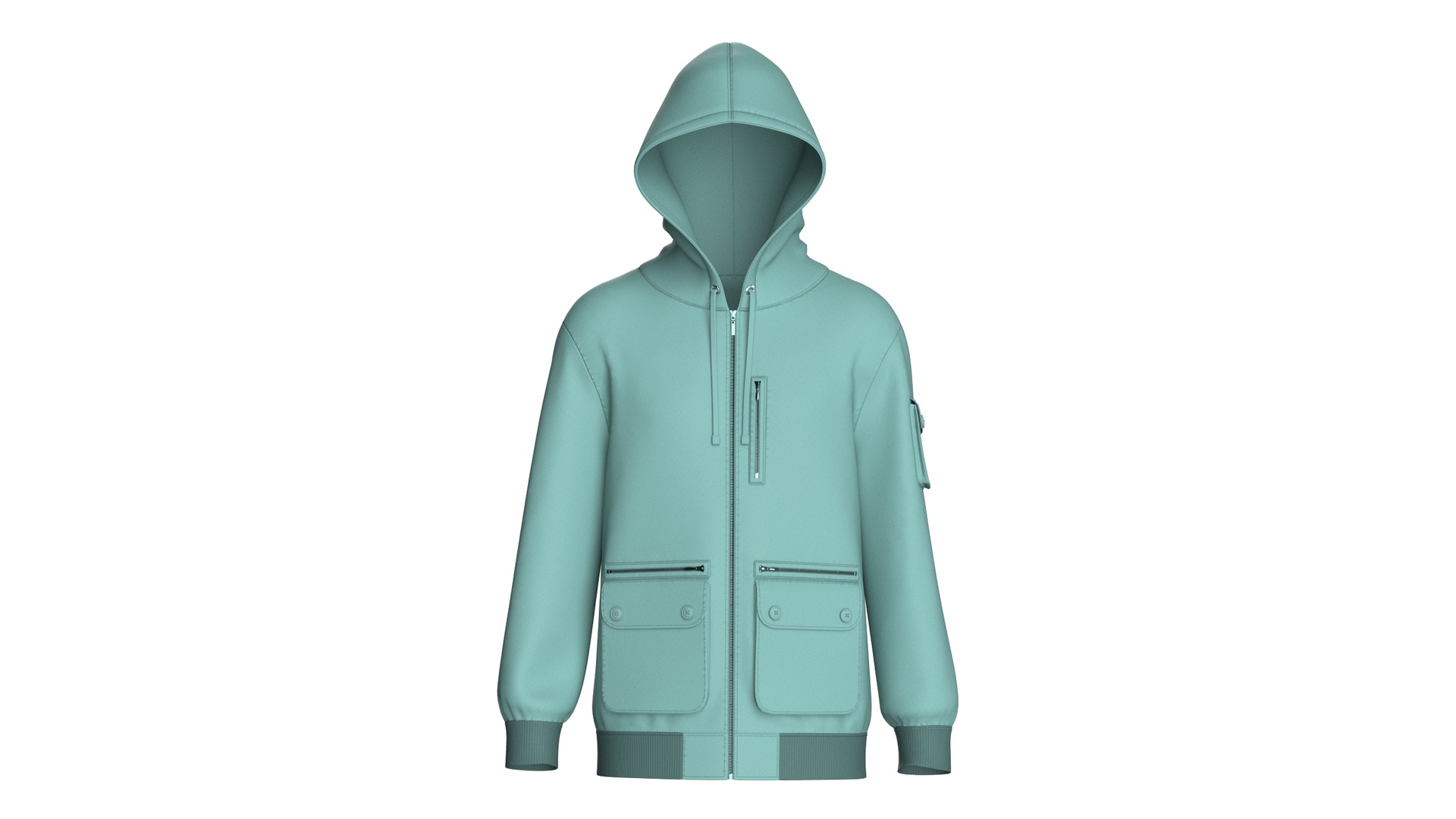 Media 1 for listing Men Full - Zip Hooded Jacket With Multi Pockets | High Poly