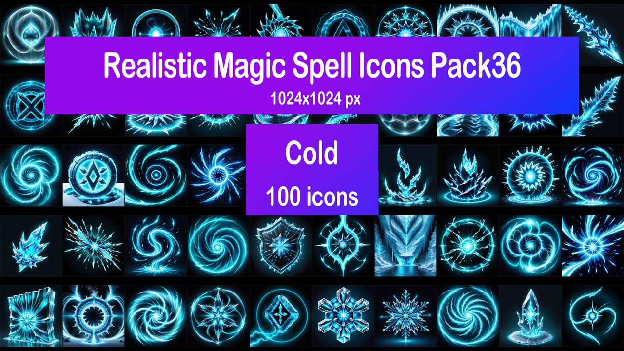 Media 1 for listing Realistic Magic Spell Icons Pack36 - Cold