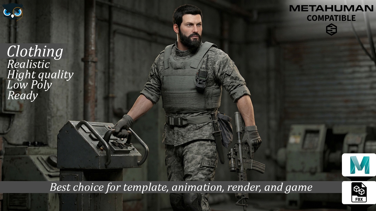 Media 1 for listing Tactical Operative Outfit  MetaHuman Compatible Military Uniform