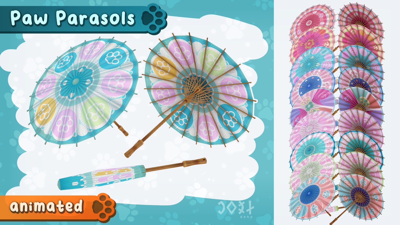 Media 1 for listing Paw Parasols - 10 kinds  - Animated