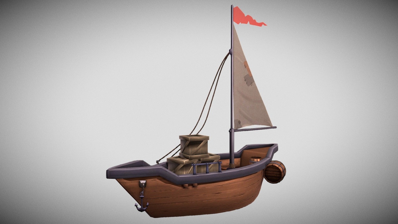 Media 1 for listing Sailboat Hand-Painted