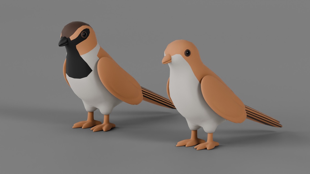 Media 1 for listing Stylized Male and Female Sparrows