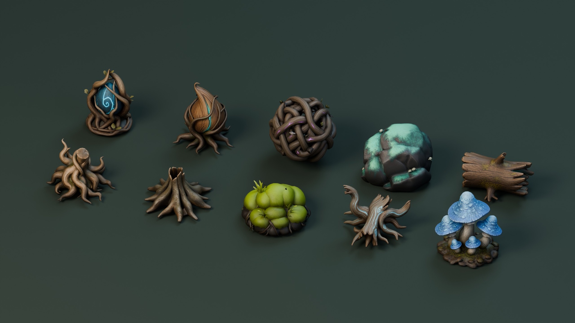 Media 1 for listing Stylized Crystals & Fantasy Nature Pack – 10 Models
