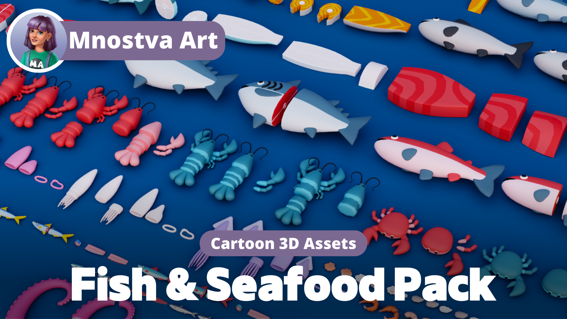 Cartoon Fish & Seafood Pack | Fab