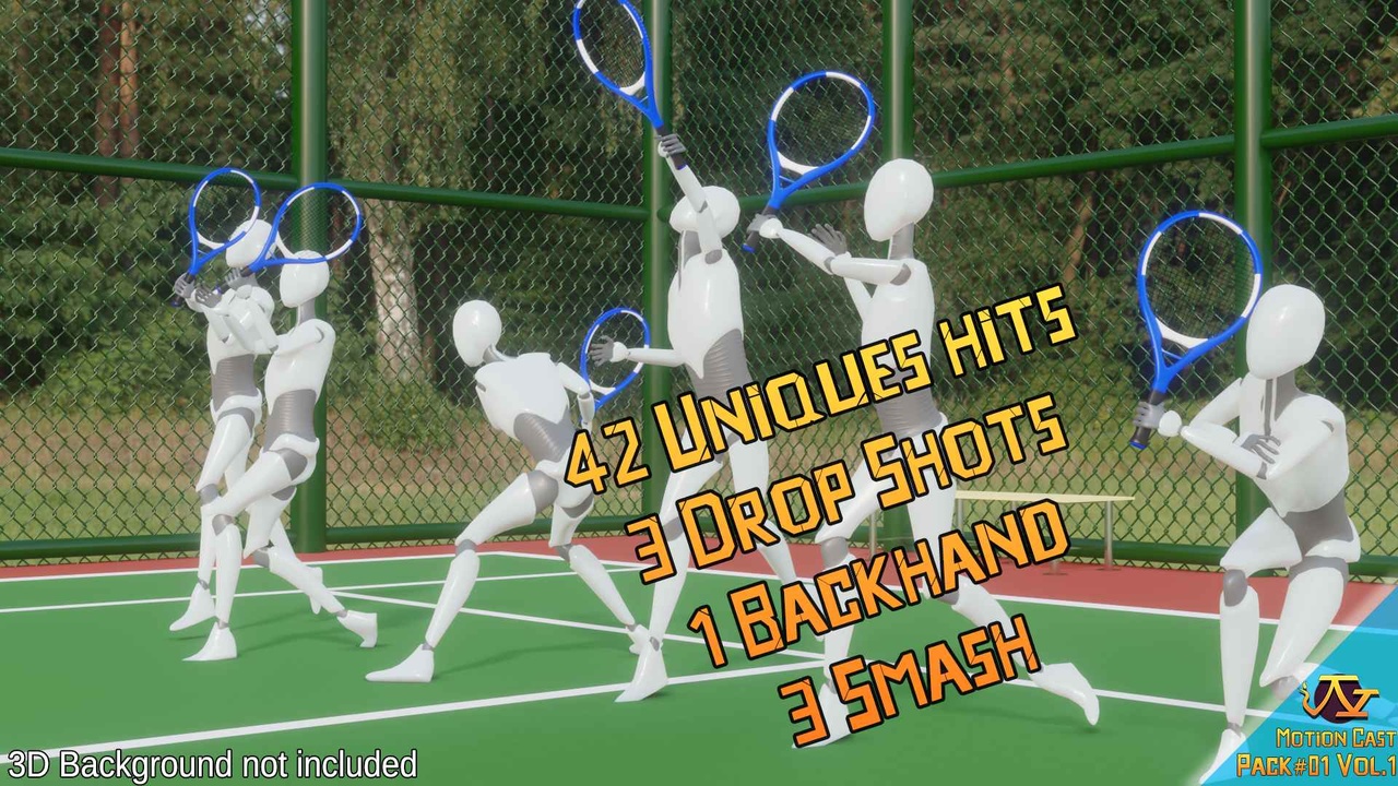 Media 1 for listing Tenniswoman animations (Motion Cast#01 Vol.1)