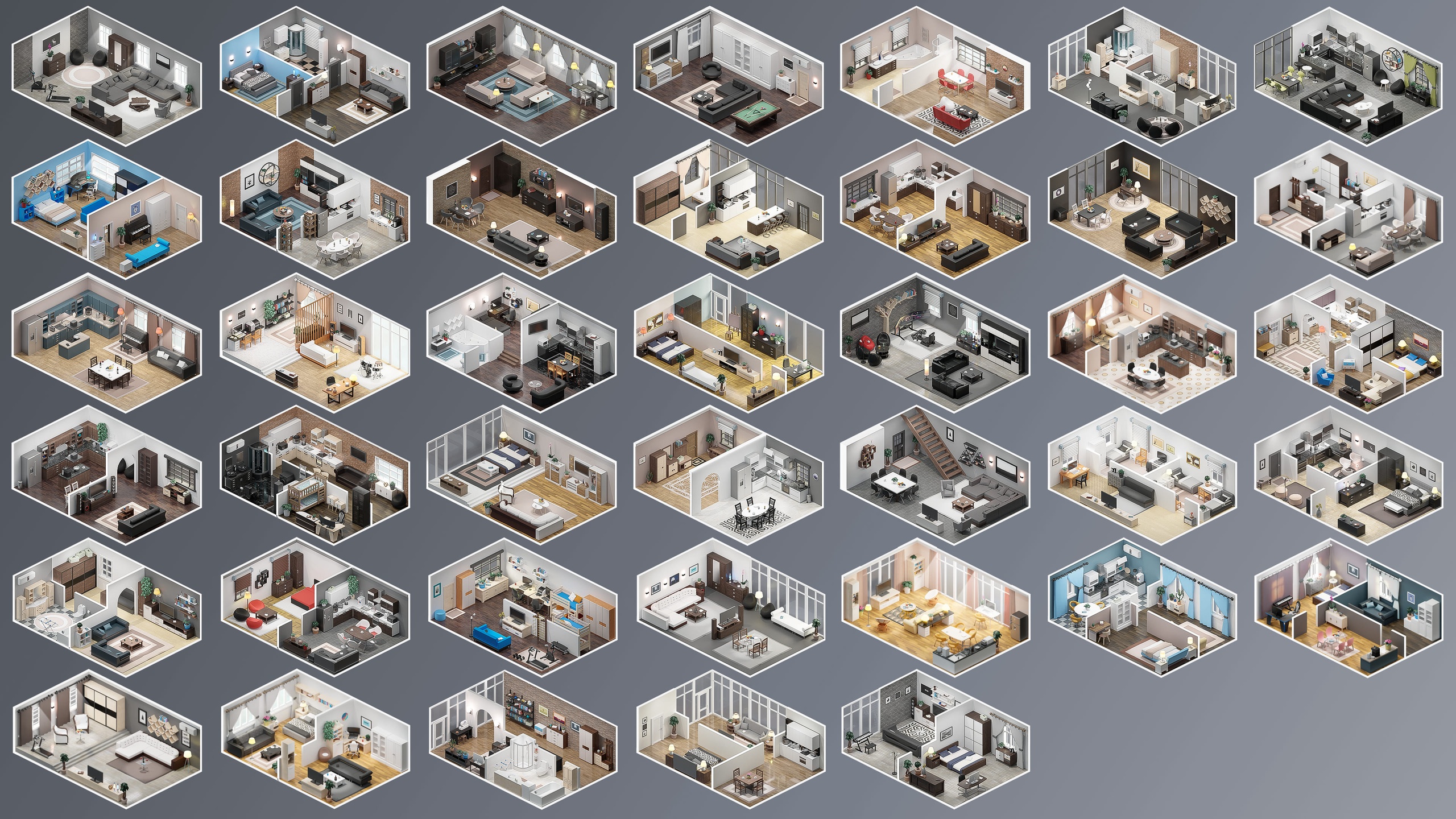 Media 1 for listing Interior Realistic - Low Poly 3D Models Pack