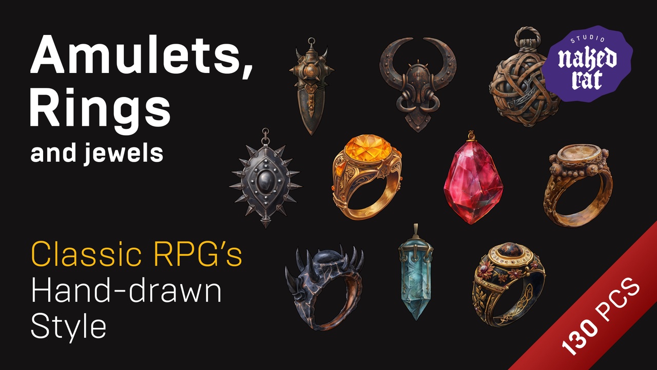Media 1 for listing Amulets, Rings & Jewels 2D Icons Assets Pack