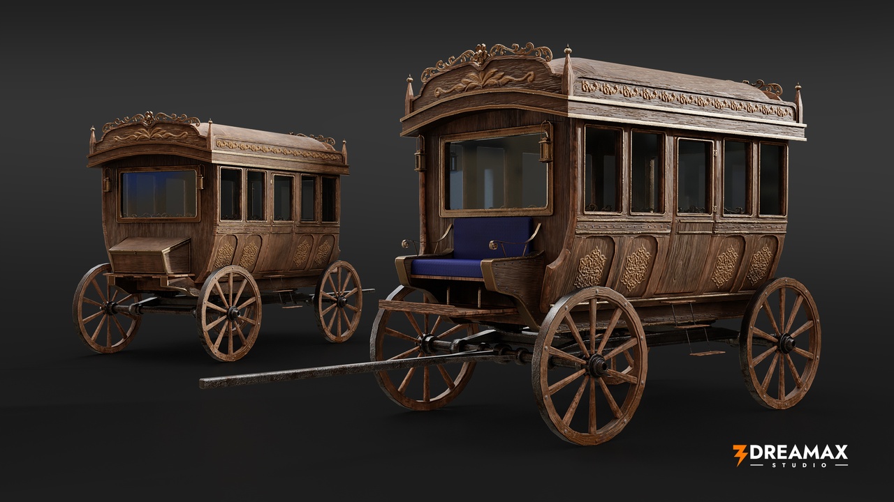 File multimediali per l'articolo Medieval Vintage Stagecoach – Horse-Drawn Passenger Carriage: 1