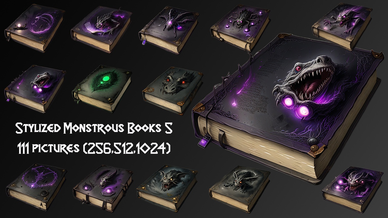 Media 1 for listing Stylized Monstrous Books 5