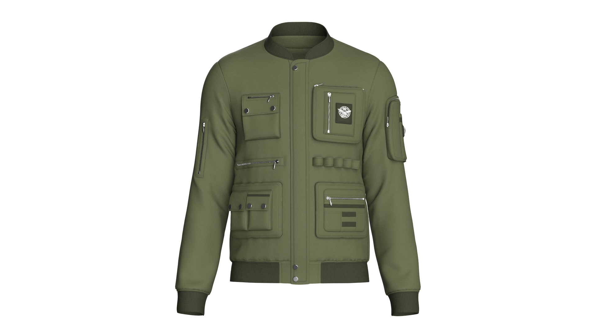 Media 1 for listing Men Multi-Pocket Utility Bomber Jacket | High Poly