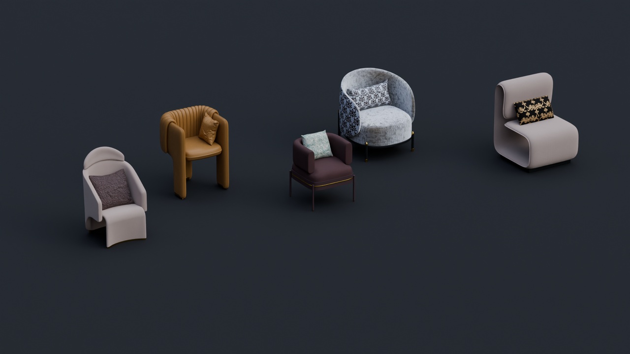 Media 1 for listing Armchair Collection - 5 Piece Set