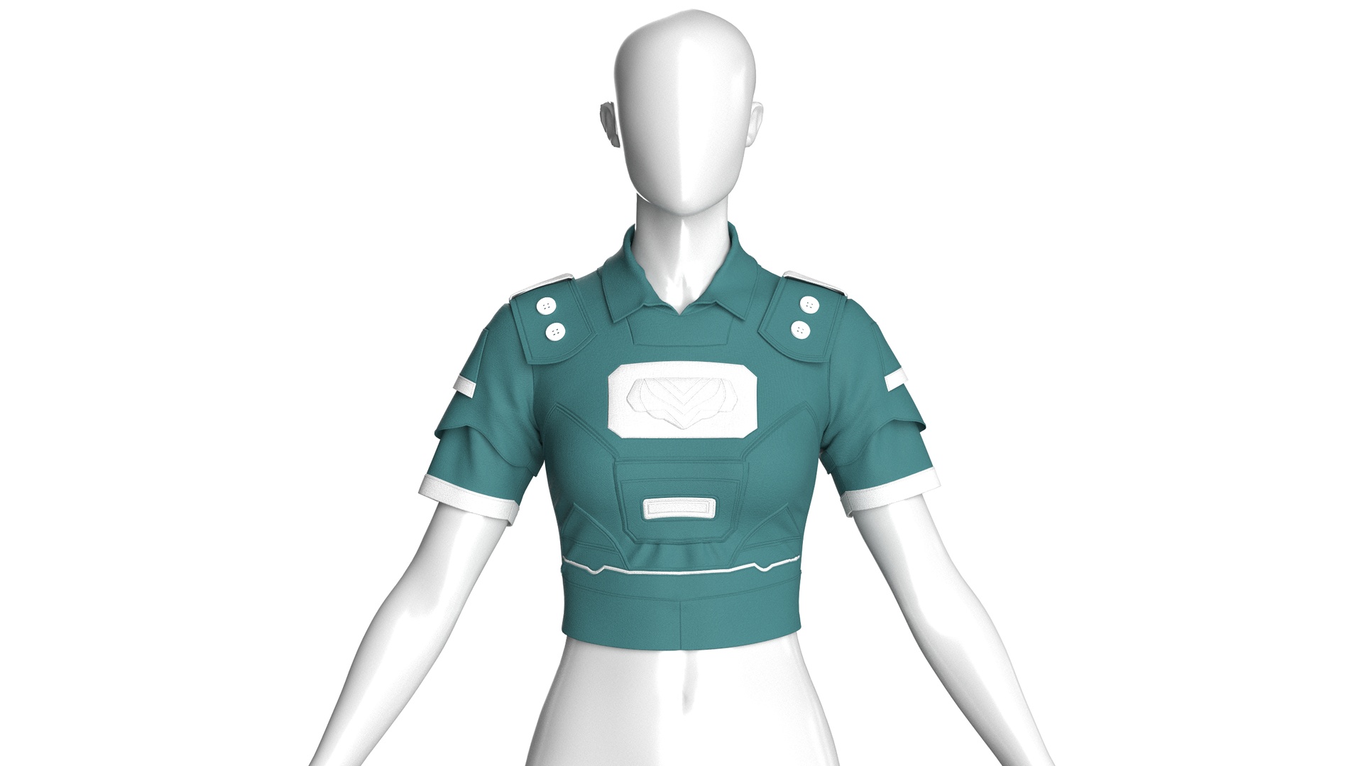 Media 1 for listing Girls Crop Top With Buttoned - Shoulder | High Poly