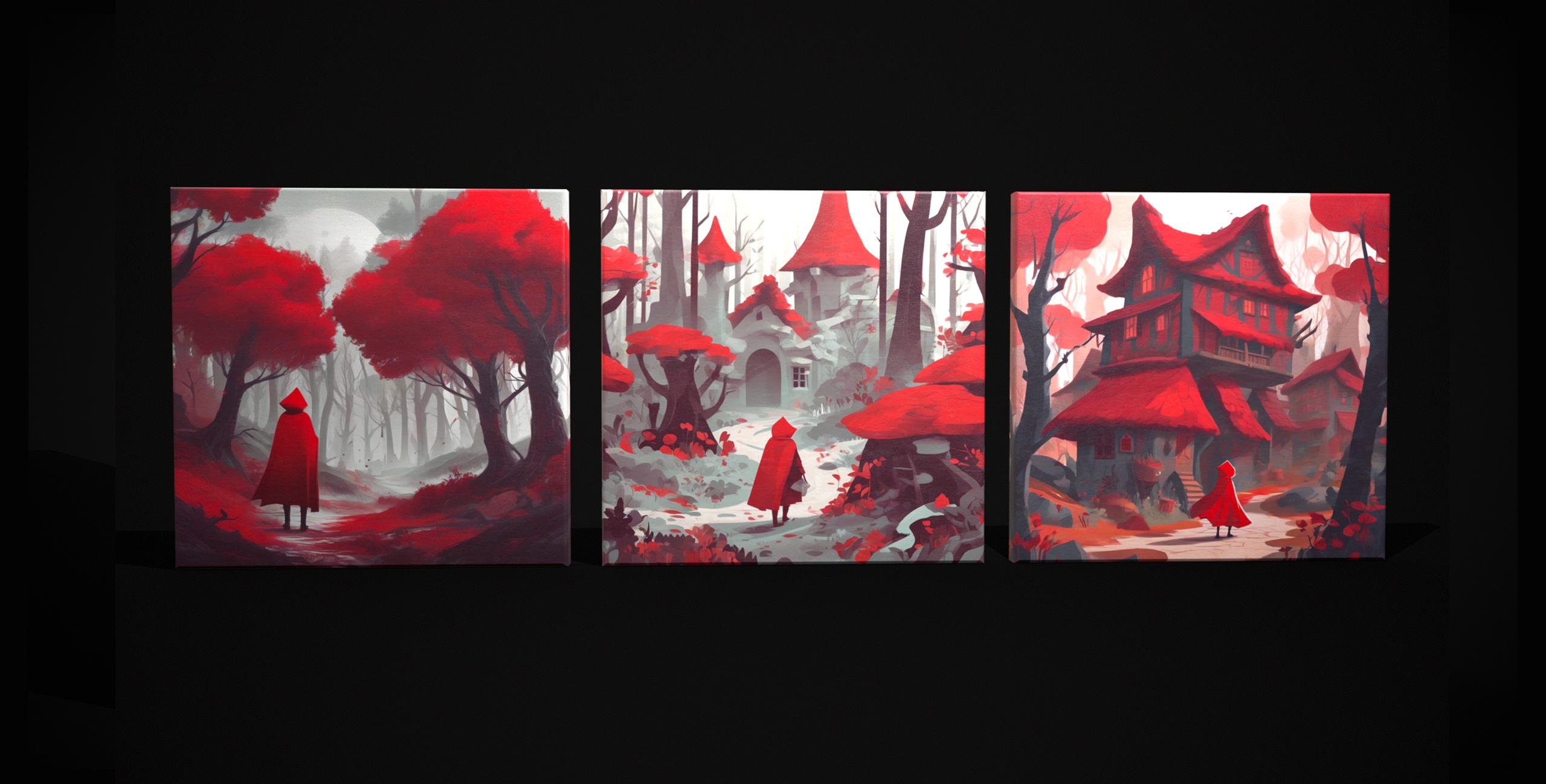 Media 1 for listing Red Riding Hood Paintings 1 2 and 3
