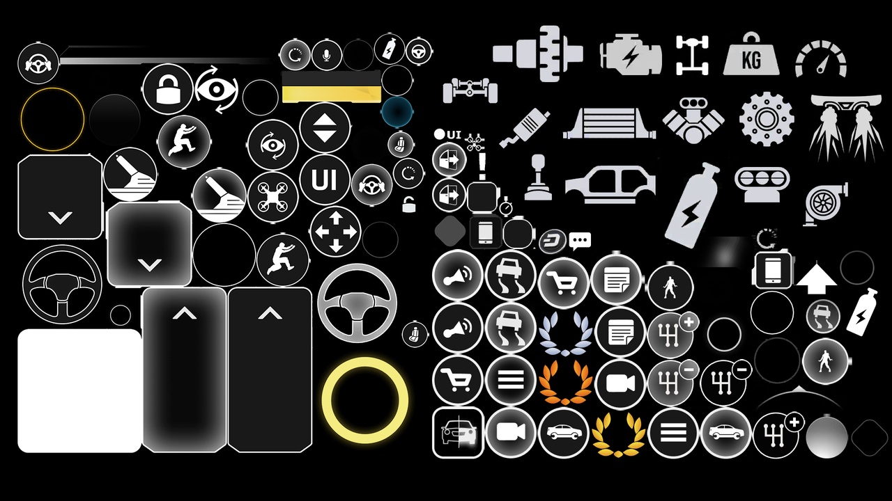 Sim Racing Interface Icon Racing Game UI Icon Pack - Car & Vehicle HUD Elements | Fab