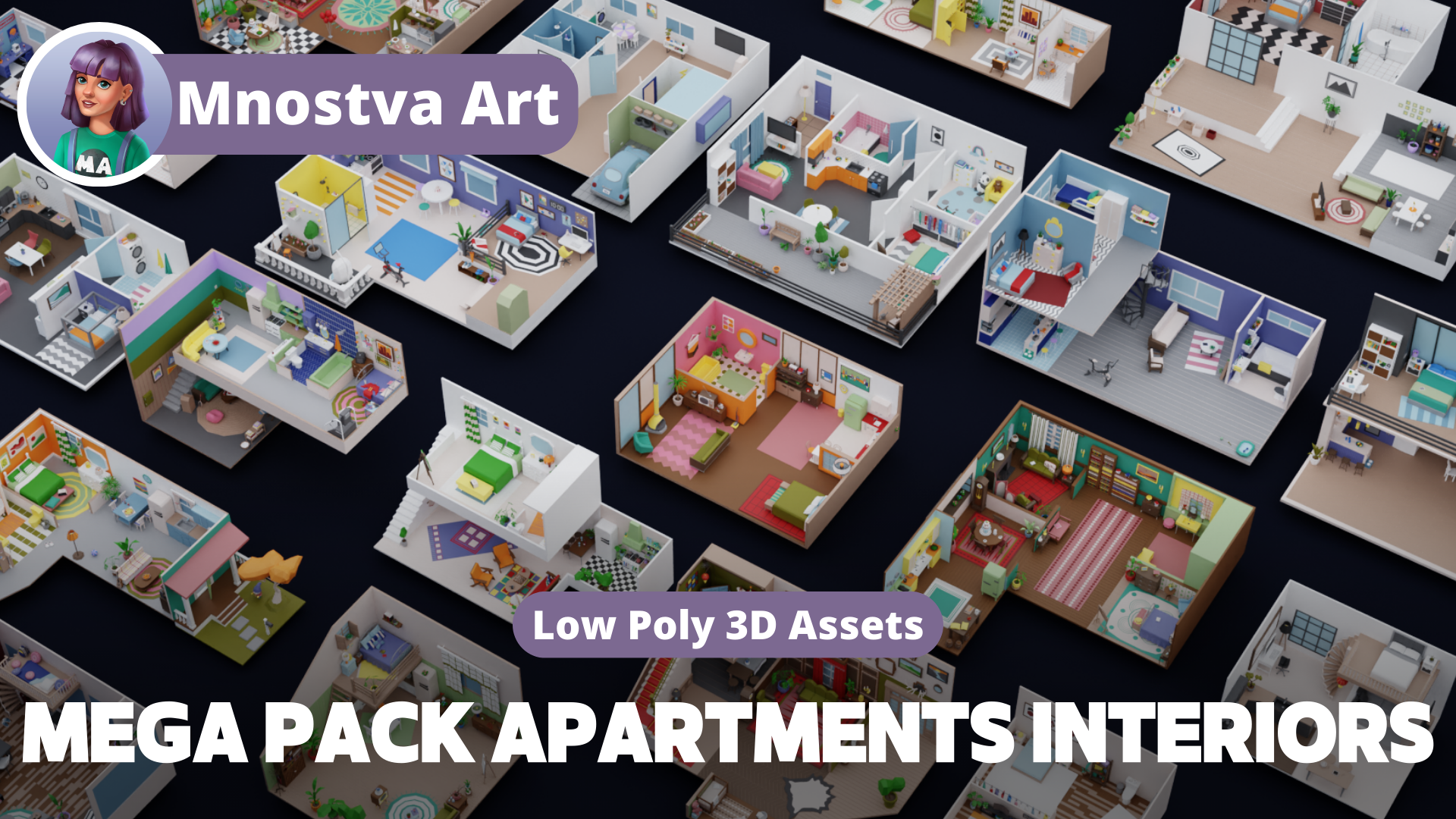 Mega Pack Apartments Interiors Low Poly | Fab