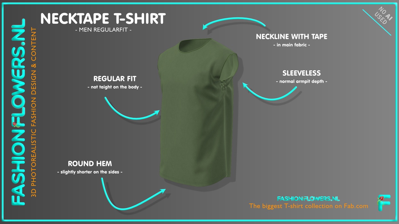 Media 1 for listing Green Colour Sleeveless T-shirt | Tape Round Neck | Rounded Hem | Basic Tshirt