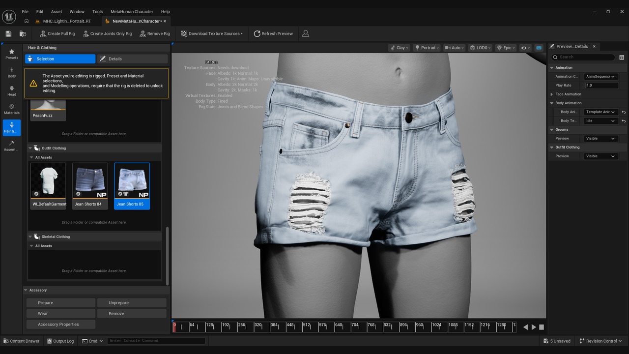 Media 1 for listing Denim Shorts for Metahuman 85 - MHPKG