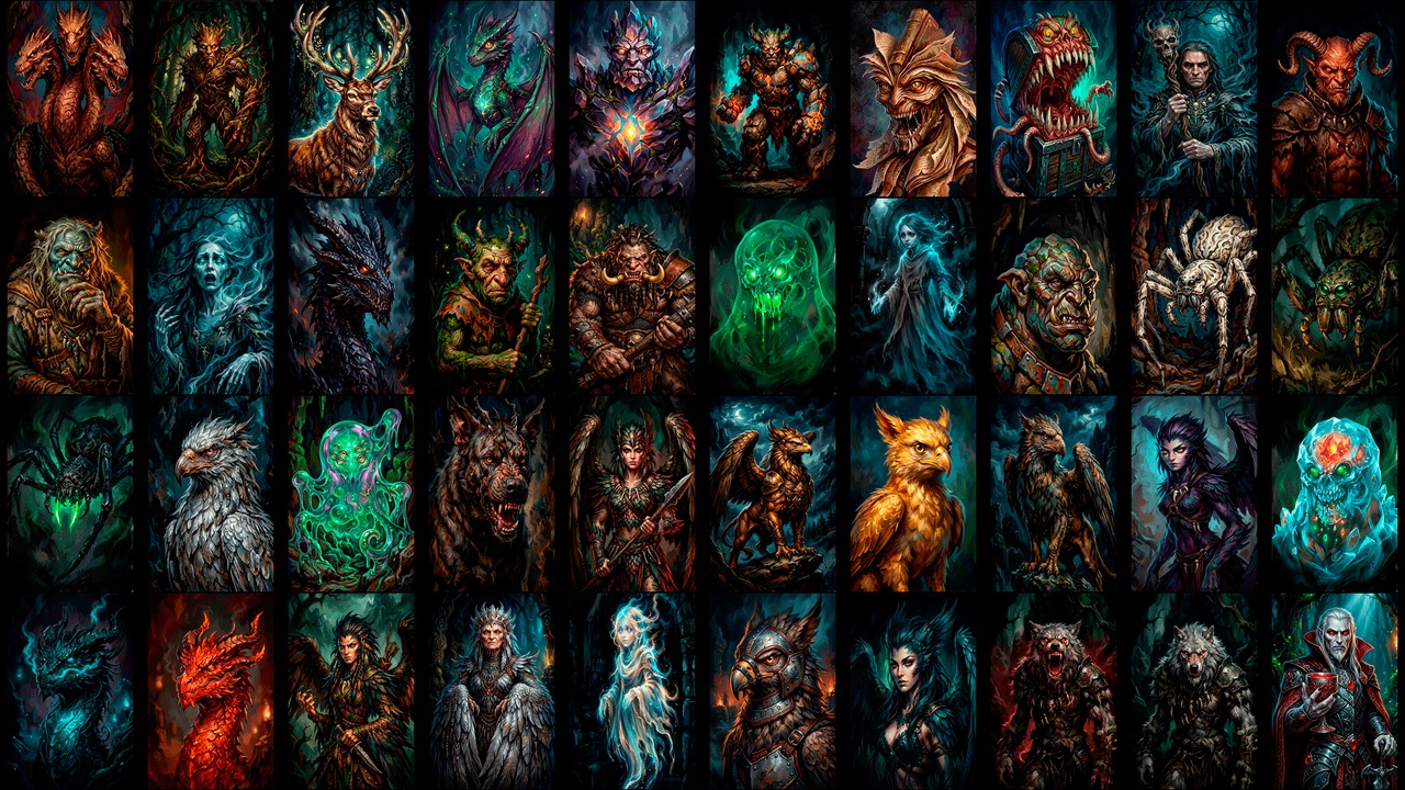 Media 1 for listing Monster Cards Modular Kit - Creatures, Frames, Backs and UI Elements