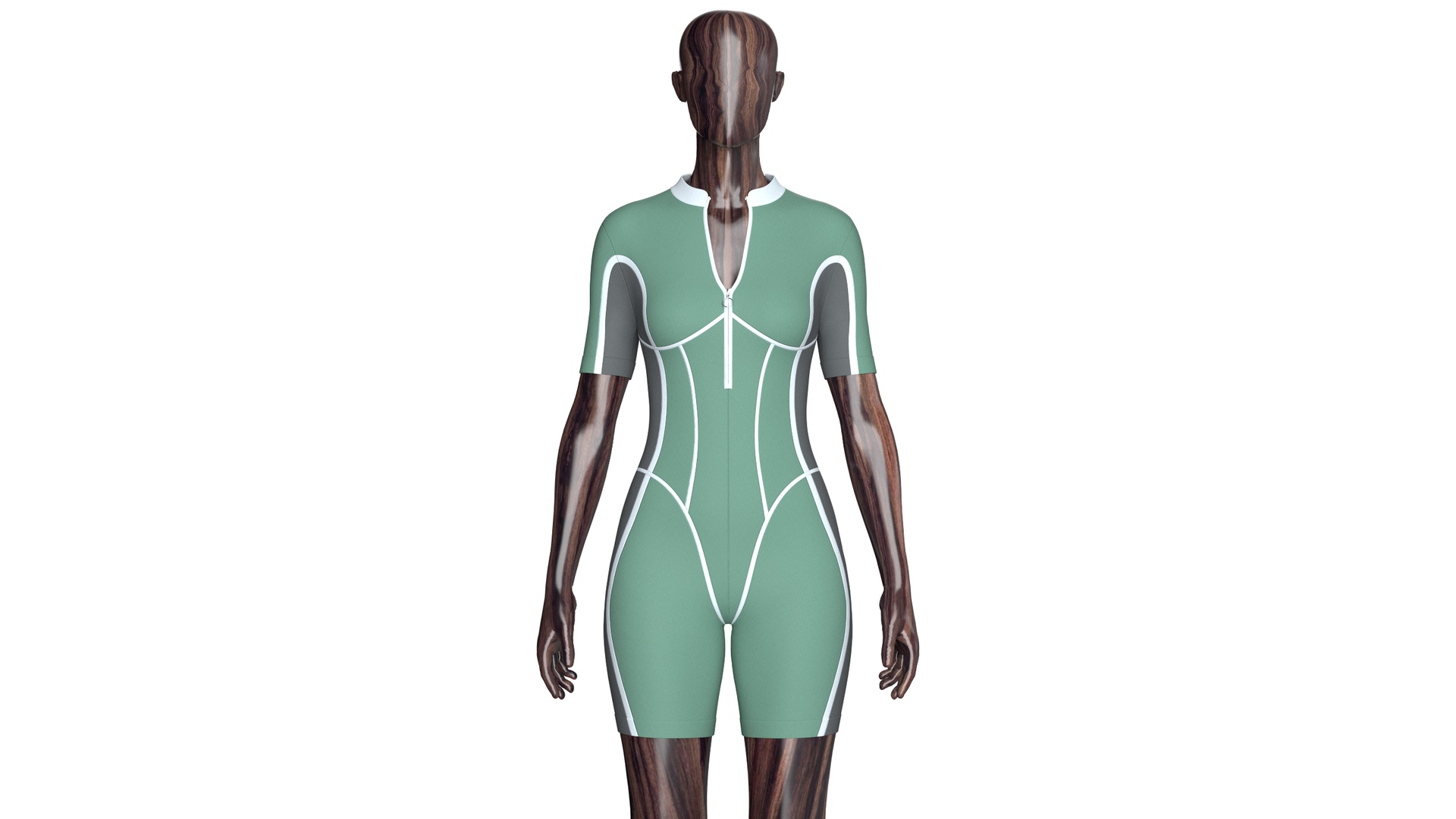 Media 1 for listing Girls Short - Sleeve Swimsuit With White Piping | High Poly