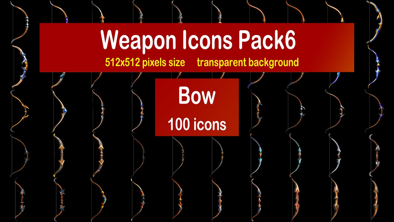 Media 1 for listing Weapon Icons Pack6 - Bow