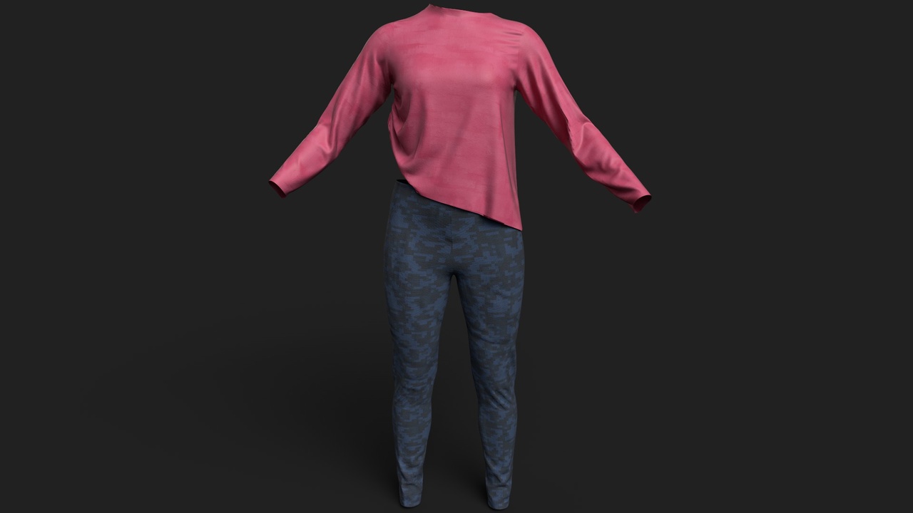 Media 1 for listing Pink Shirt with Tight Pants for UE5.6x All MetaHuman Body Ready Rigged Outfit