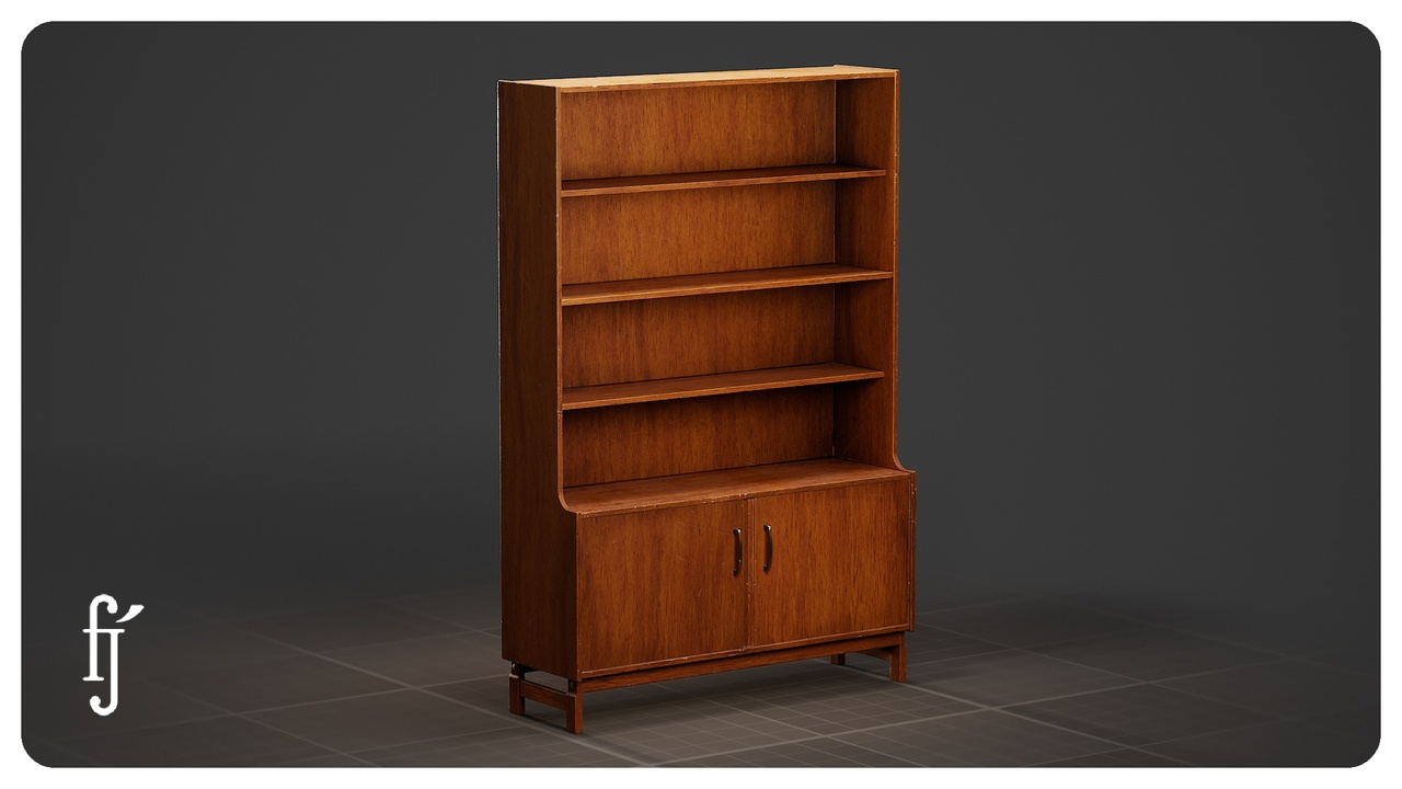 Media 1 for listing Mid-Century Teak Bookcase with Cabinet - Retro Danish Modern Shelf