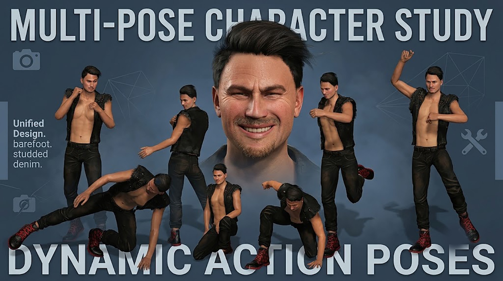 Media 1 for listing Realistic Punk Biker Male Character | Fully Rigged | UE5 Compatible
