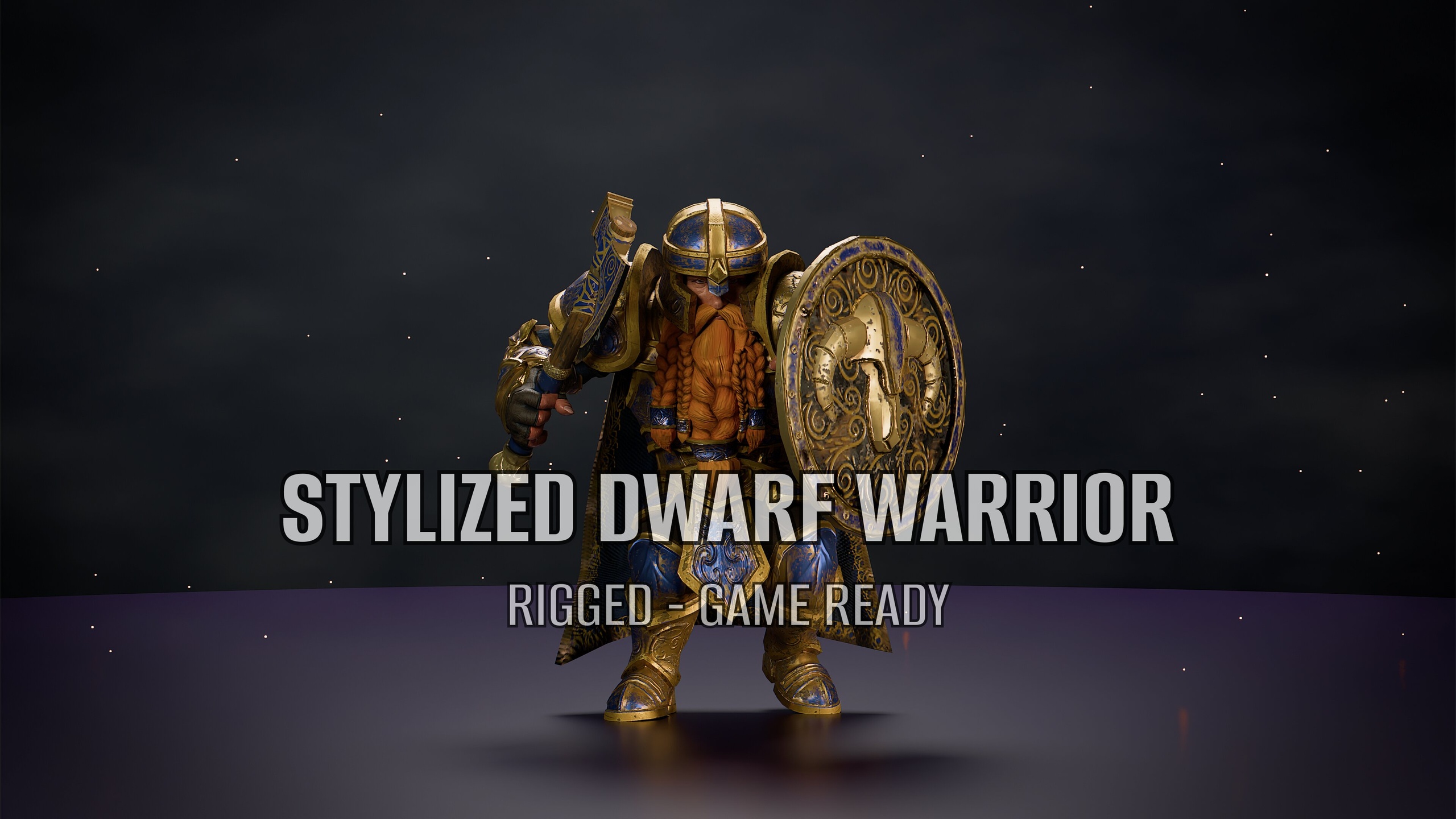 Media 1 for listing Dwarven Defender - Stylized Warrior (Epic Skeleton, Game-Ready)