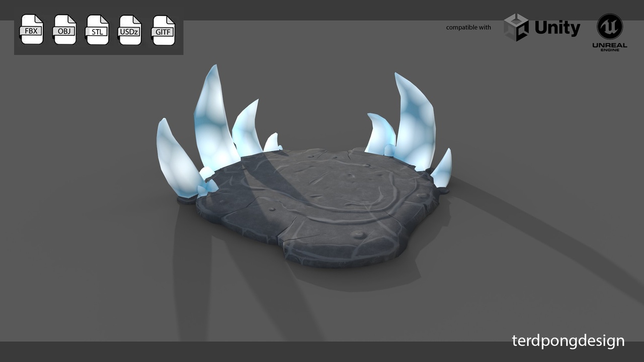 Media 1 for listing Stylized Ice Rock Platform-Game Ready Crystal Prop Low-poly 3D model