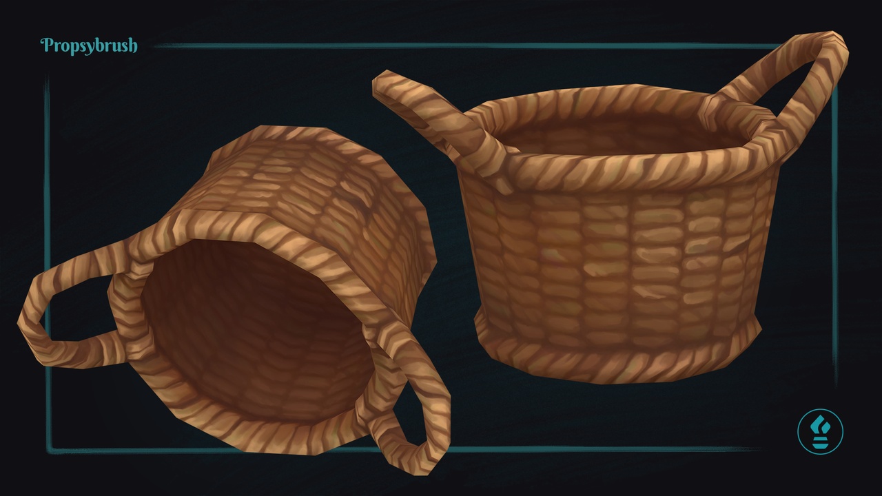 Media 1 for listing Low Poly Stylized Wicker Basket – Hand-Painted Game-Ready 3D Asset