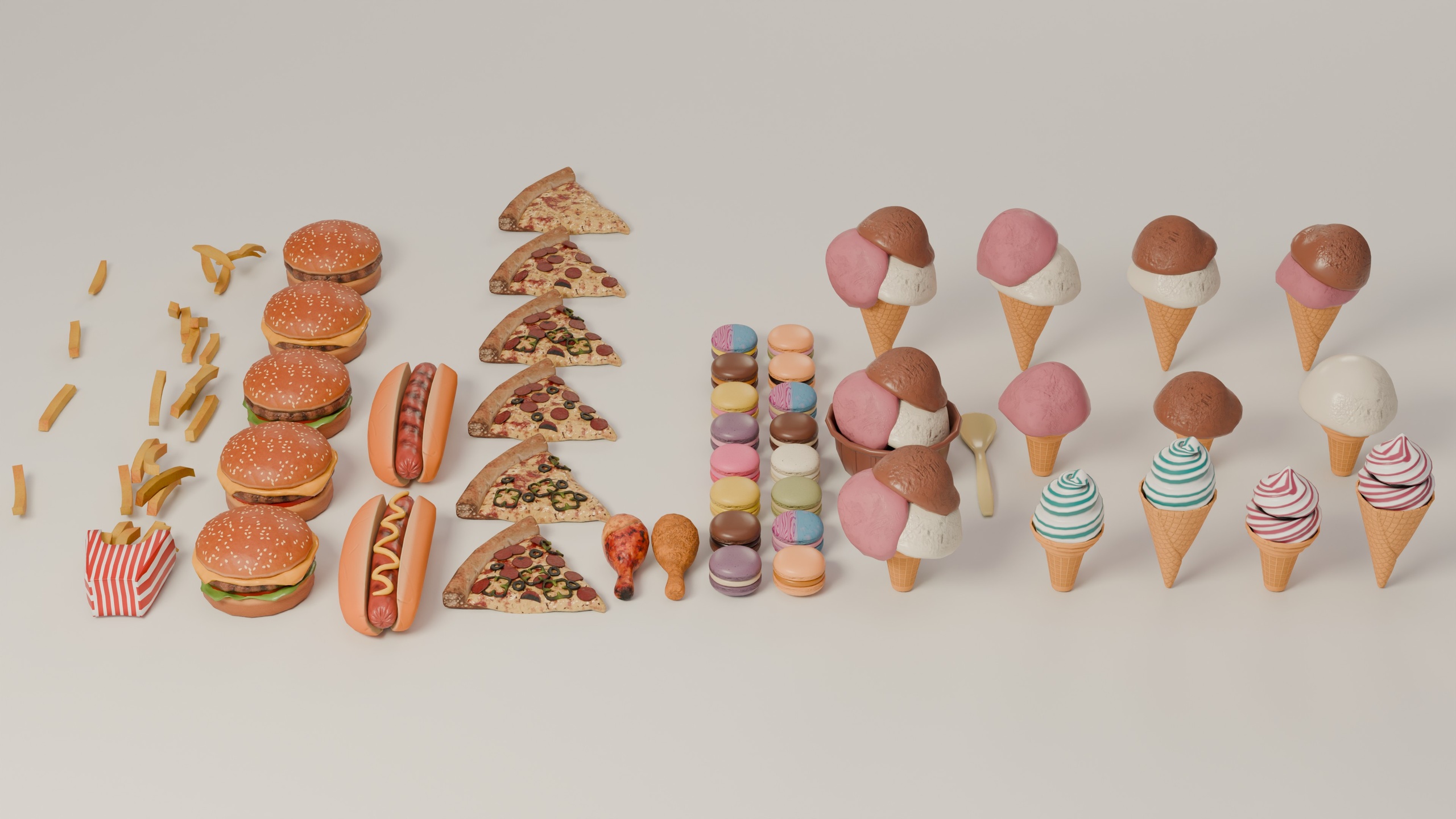 Media 1 for listing Modular Realistic Food Props Pack Game Ready PBR with LODs