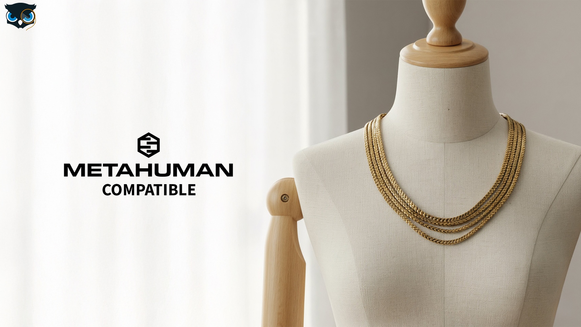 Media 1 for listing Layered Gold Chain Necklace MetaHuman Compatible Jewelry