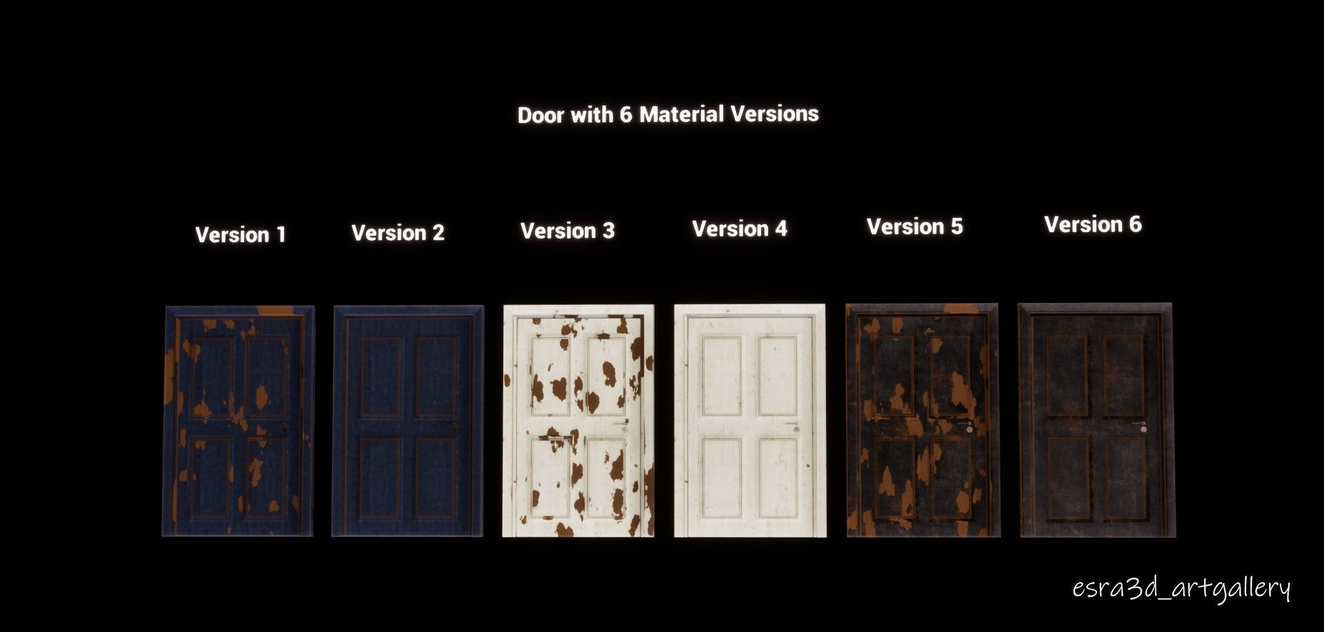Media 1 for listing Door Pack | Old Door | 6 Material Variants | Weathered & Clean | Game Ready