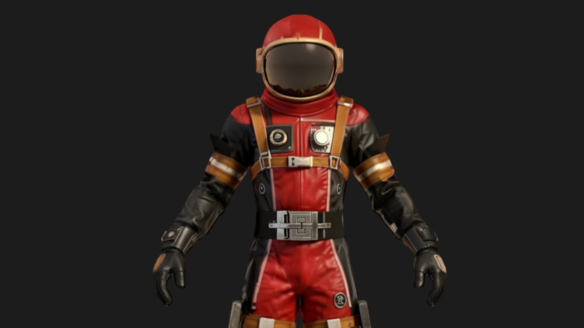 Media 1 for listing Retro-Futuristic Crimson Void Explorer Low-Poly 3d Model