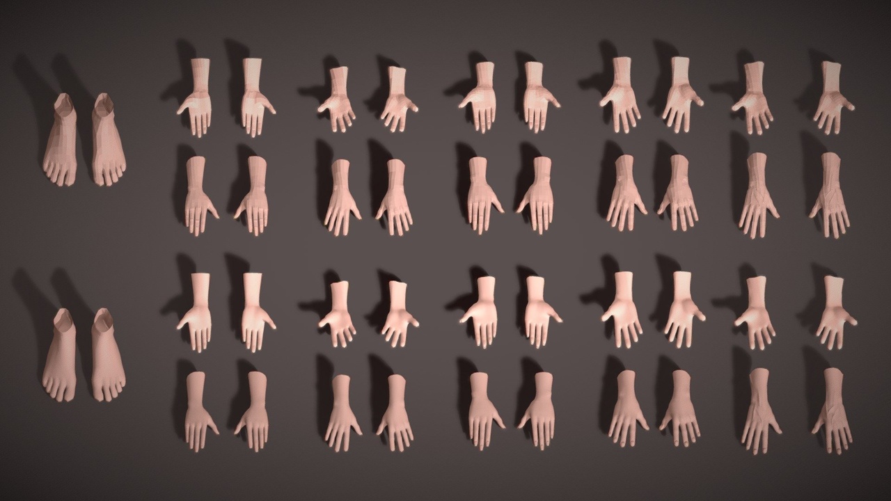 Media 1 for listing Low Poly Hands And Foot Base Mesh - Realistic