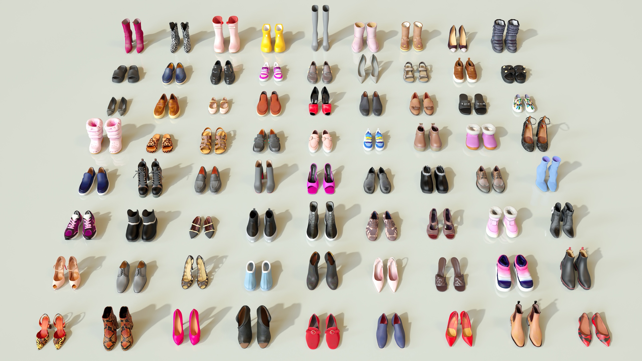 Media 1 for listing Shoe, Footwear Set (72 game-ready low-poly pairs: boot, sneaker, heel, slipper)