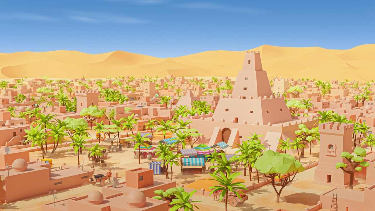 Media 1 for listing Desert City Sands - Low Poly 3D Models Pack