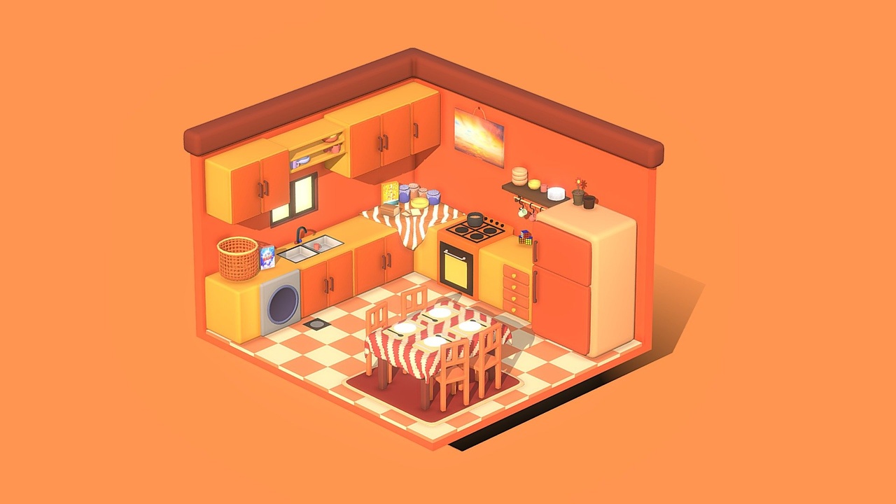 Isometric Stylized Kitchen | Fab