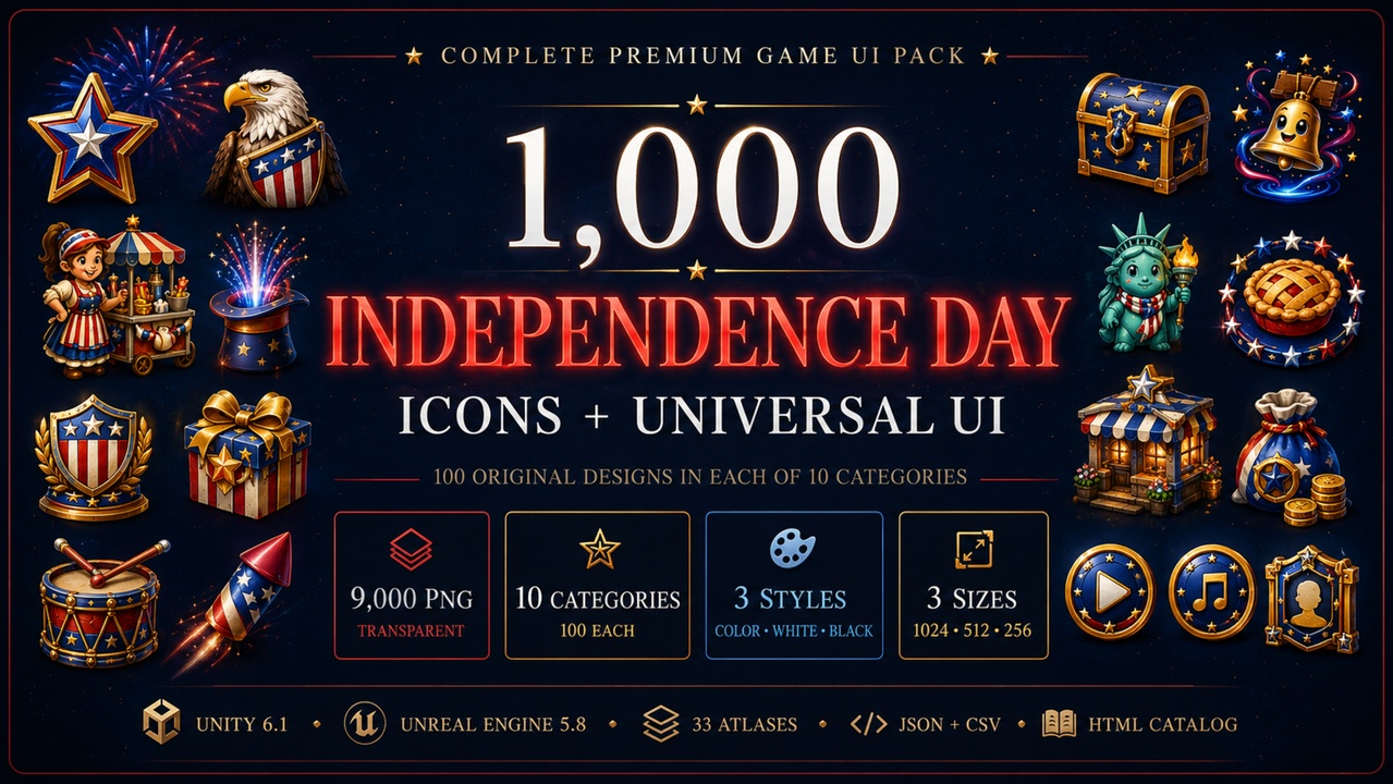 Media 1 for listing 1000 Independence Day Icons USA special + Universal Game UI