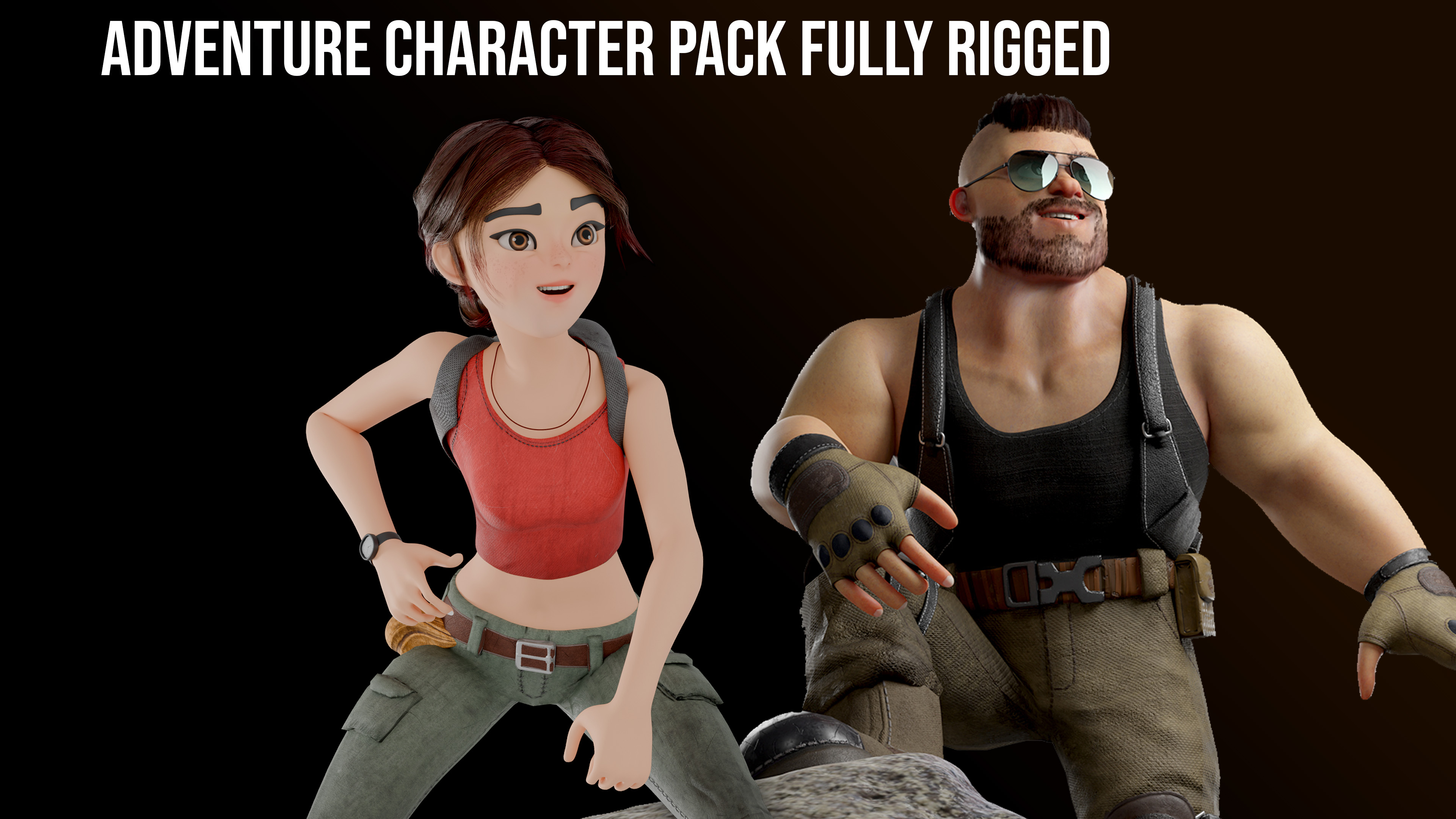 Adventure Character Pack of Two Fully Rigged Game Ready 3D models | Fab