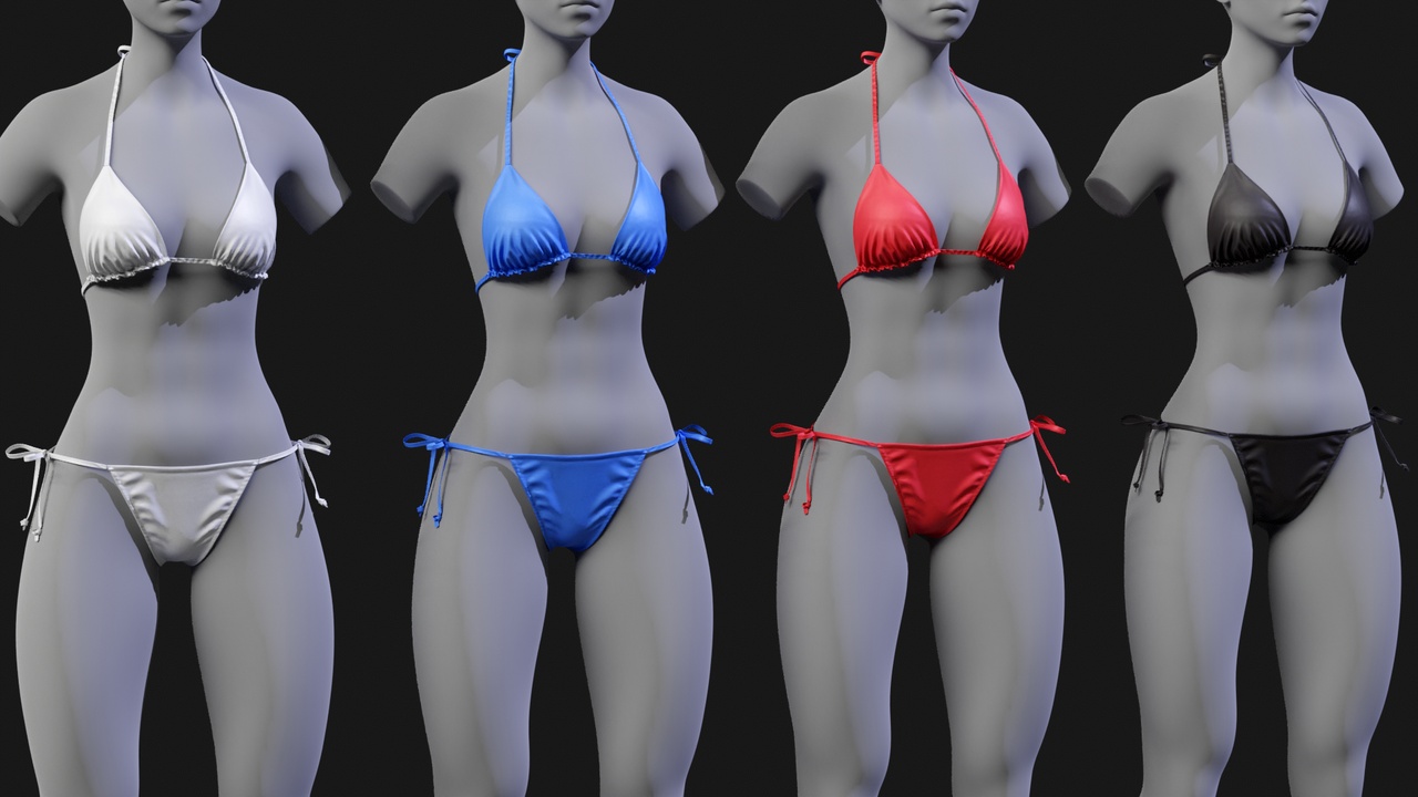 Media 1 for listing Bikini Set Pack – 4 Color Variations for MetaHuman (MHPKG)