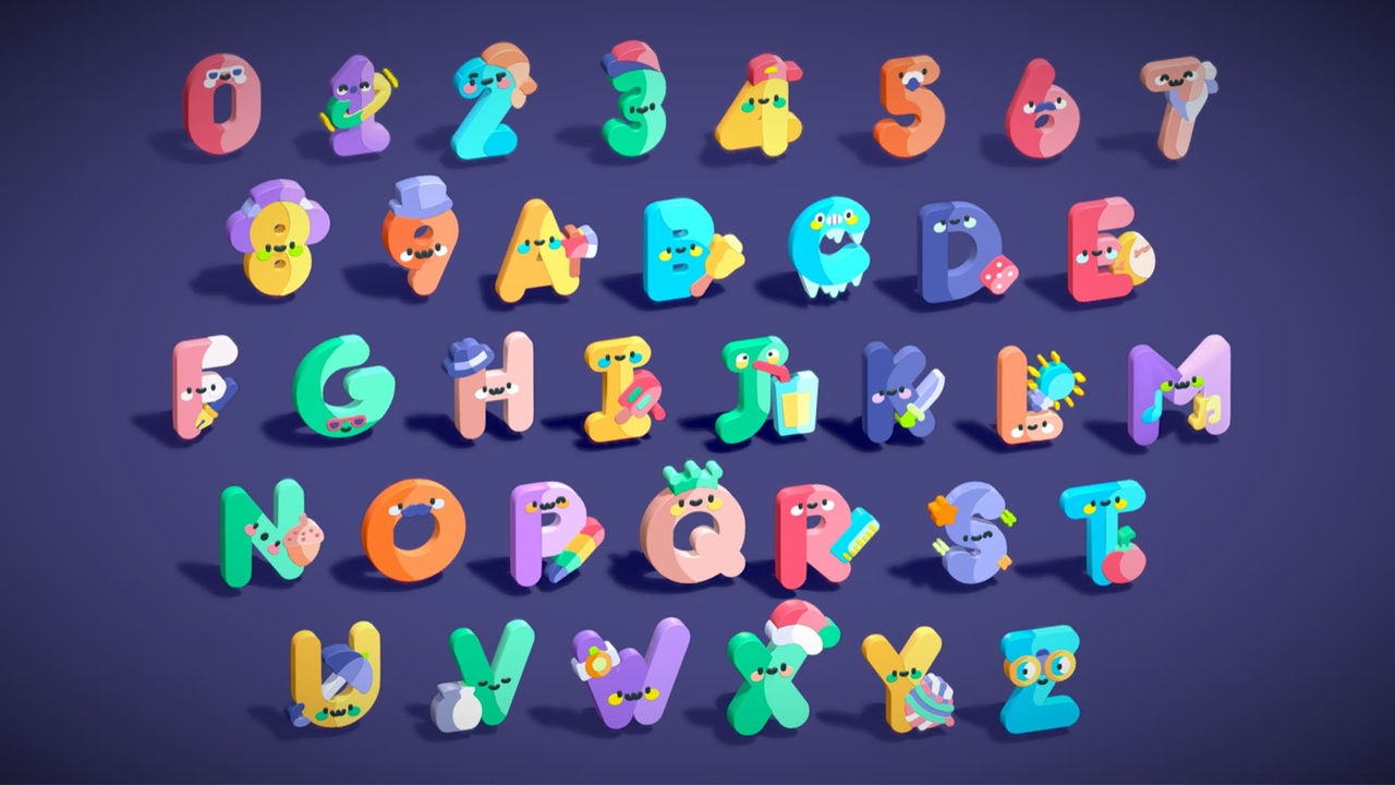 File multimediali per l'articolo Toon Alphabets & Numbers - Low Poly Cartoon Pack 1 - Kids Learning 3D Assets: 1