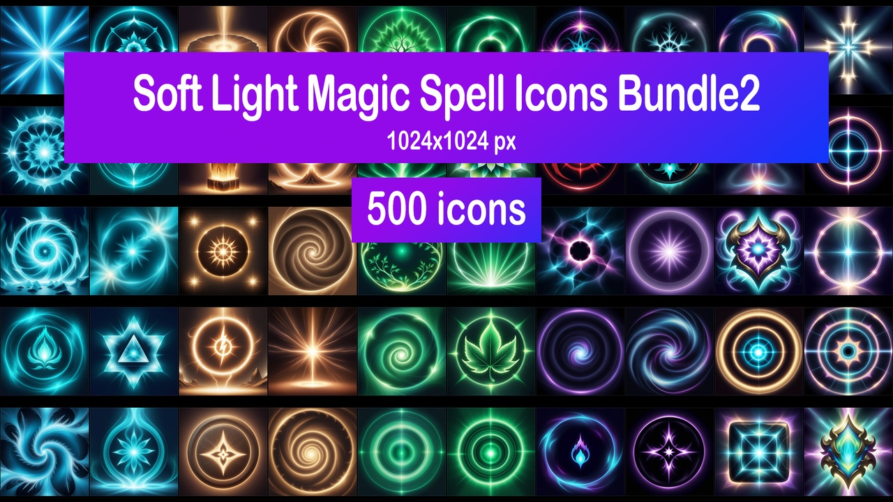 Media 1 for listing Soft Light Magic Spell Icons Bundle2