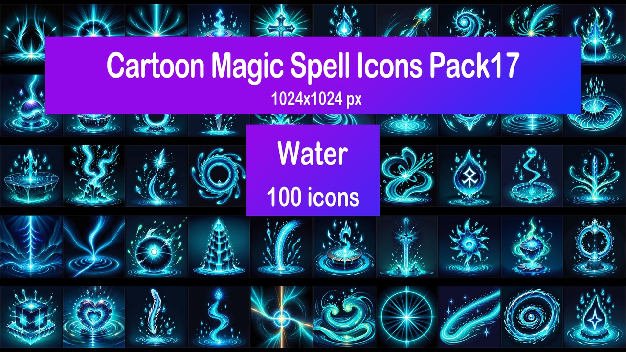 Media 1 for listing Cartoon Magic Spell Icons Pack17 - Water