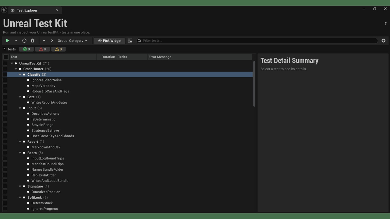 Media 1 for listing Unreal Test Kit: Crash Hunter, Test Explorer, Perf Sentinel